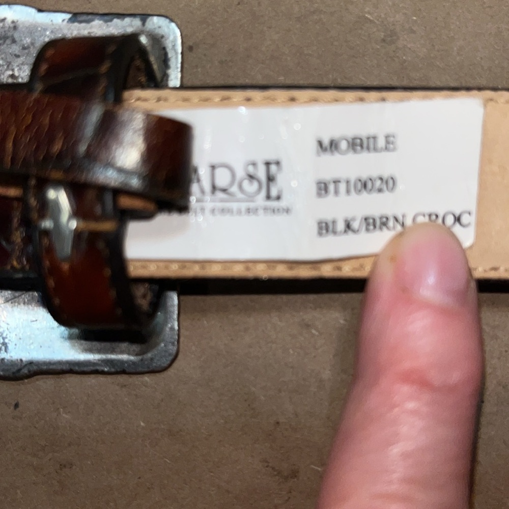 Barse • Mobile Black/Brown Croc Genuine Italian Leather Belt • Size Small - Picture 9 of 11